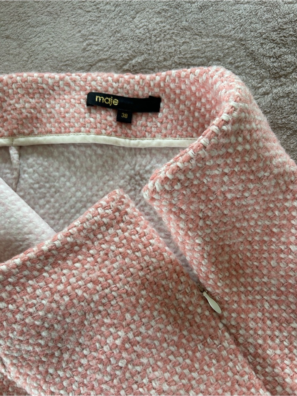 Maje Pink Tweed Double-Breasted Jacket and Skirt Set - Picture 13 of 15